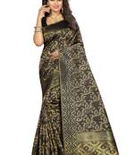 Black silk blend saree with blouse