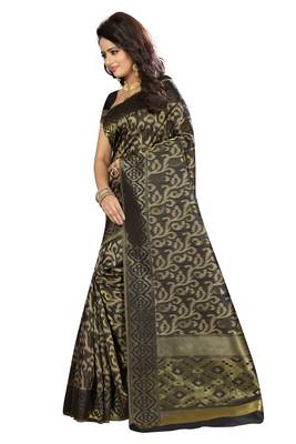 Black silk blend saree with blouse 2