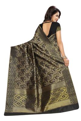 Black silk blend saree with blouse 3
