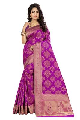 Pink silk blend saree with blouse 1