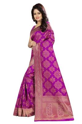 Pink silk blend saree with blouse 2