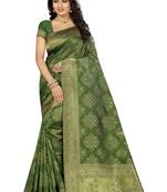 Mehendi silk blend saree with blouse