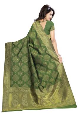 Mehendi silk blend saree with blouse 3