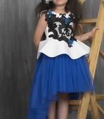 White embroidered net kids gowns