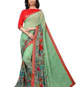 Green woven georgette saree with blouse