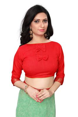 Green woven georgette saree with blouse 5