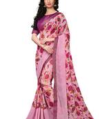 Pink woven georgette saree with blouse