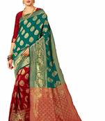 Red plain art silk sarees saree with blouse