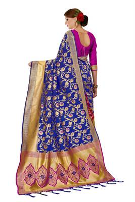 Pink plain art silk sarees saree with blouse 3