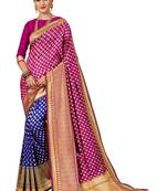 Pink plain art silk sarees saree with blouse