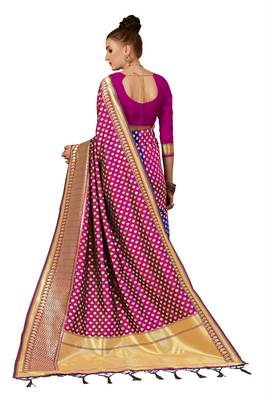Pink plain art silk sarees saree with blouse 3