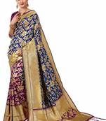 Purple plain art silk sarees saree with blouse
