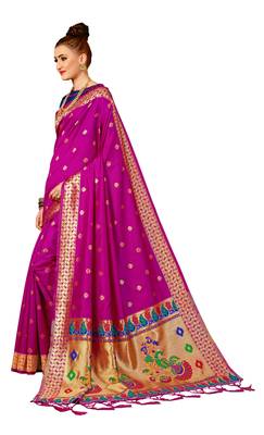 Pink plain art silk sarees saree with blouse 2