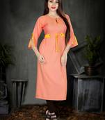 Peach plain viscose rayon kurti