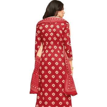 Maroon Chanderi Cotton Women's Unstitched Palazzo Suit 2