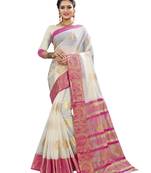 White woven banarasi saree with blouse