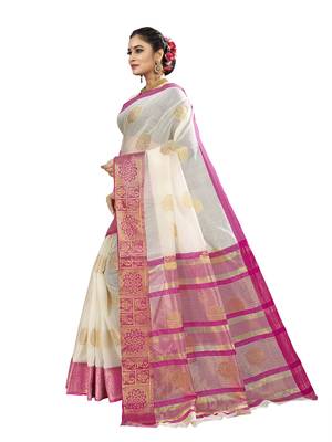 White woven banarasi saree with blouse 2