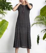 Black Handwoven Kurta With Stripes