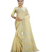 Cream woven banarasi saree with blouse