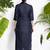 Navy Blue Handwoven Kurta With Raised Neck