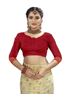 Cream woven banarasi saree with blouse 3