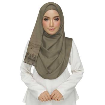 Brown  Embroidered Cotton Hijab 2