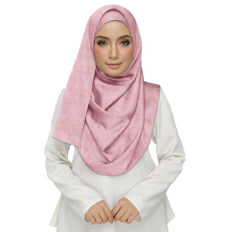 Pink Embroidered Cotton Hijab
