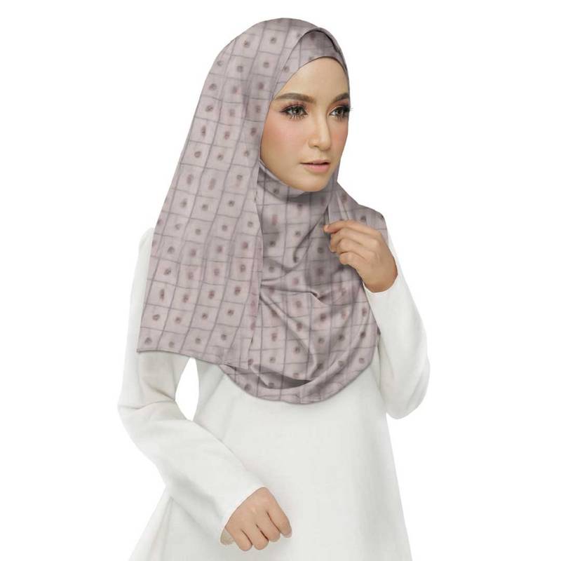 Purple  Embroidered Cotton Hijab