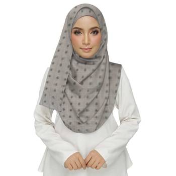 Grey  Embroidered Cotton Hijab 2