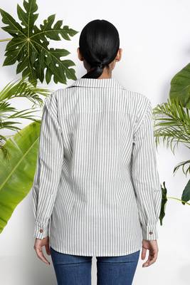 White Handwoven Cotton Shirt With Stripes 3