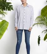 White Handwoven Cotton Shirt With Checks
