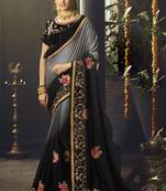 Multicolor embroidered art silk saree with blouse