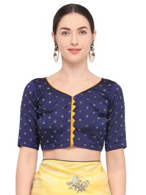Light yellow embroidered art silk saree with blouse 4