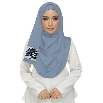 Blue  Premium Tissue Fabric Embroidered Hijab 2