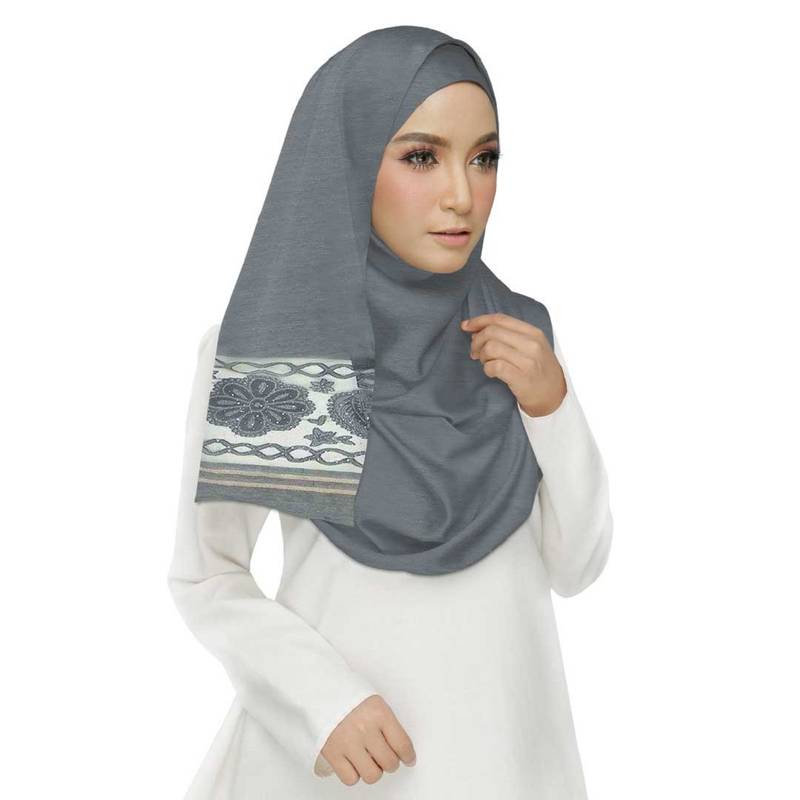 Black  Premium Tissue Fabric Embroidered Hijab