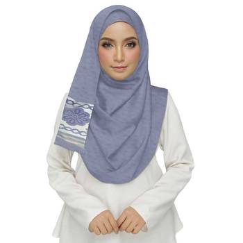 Blue Premium Tissue Fabric Embroidered Hijab 2