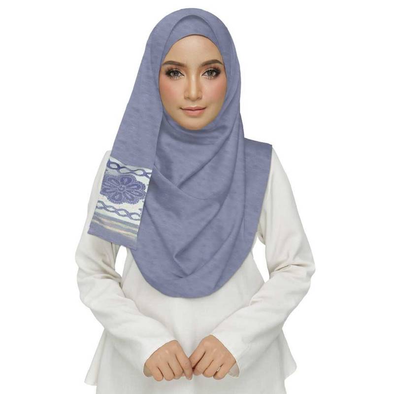 Blue Premium Tissue Fabric Embroidered Hijab