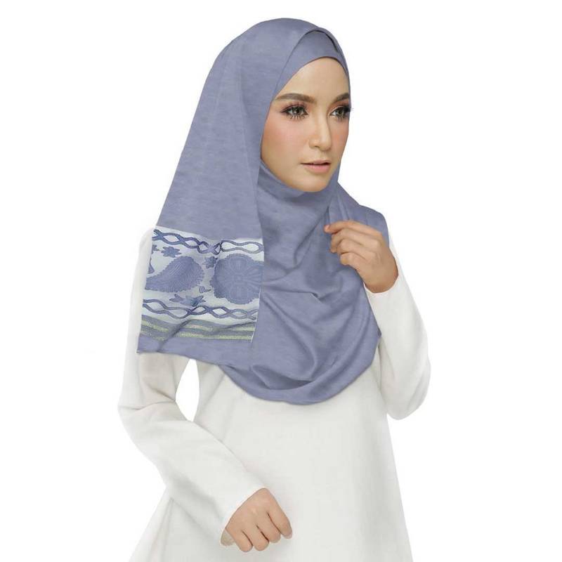 Blue Premium Tissue Fabric Embroidered Hijab