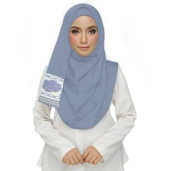 Blue  Premium Tissue Fabric Embroidered Hijab 2