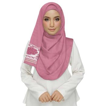 Pink  Premium Tissue Fabric Embroidered Hijab 2