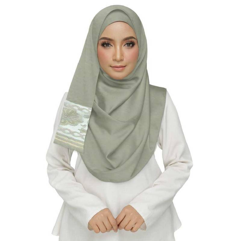 Brown  Premium Tissue Fabric Embroidered Hijab