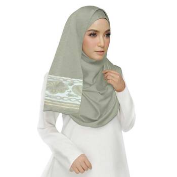 Brown  Premium Tissue Fabric Embroidered Hijab 3