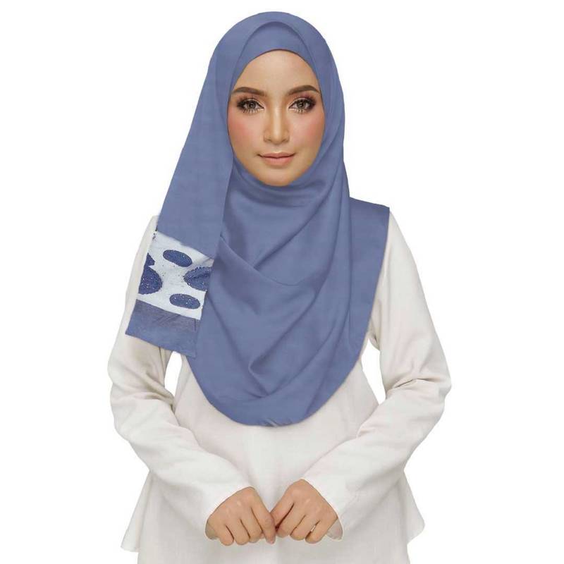 Blue Premium Tissue Fabric embroidered hijab Mean Zoom 2815229