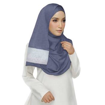 Blue Premium Tissue Fabric Embroidered Hijab 3
