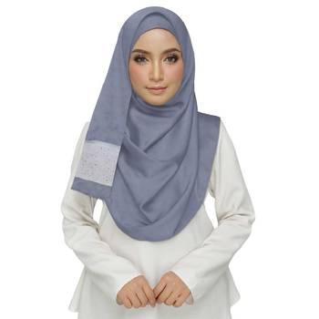 Blue Premium Tissue Fabric Embroidered Hijab 2