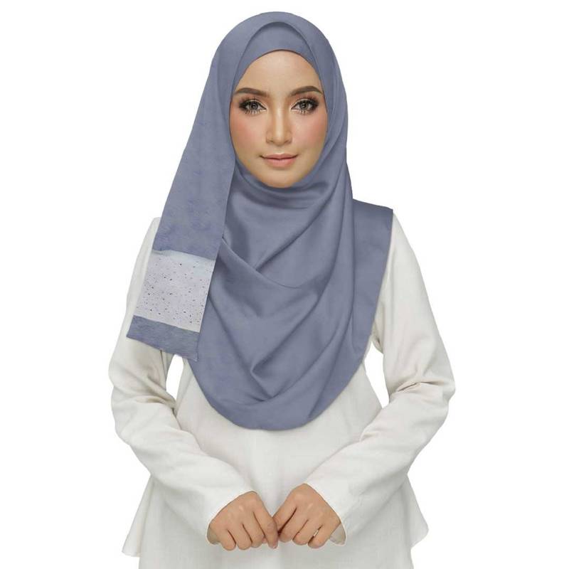 Blue Premium Tissue Fabric Embroidered Hijab