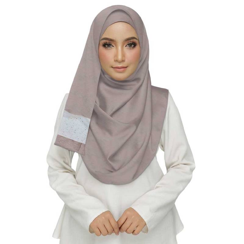 Brown  Premium Tissue Fabric Embroidered Hijab