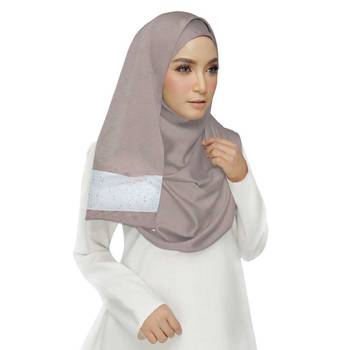 Brown  Premium Tissue Fabric Embroidered Hijab 3