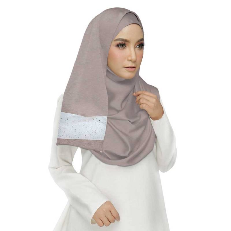 Brown  Premium Tissue Fabric Embroidered Hijab