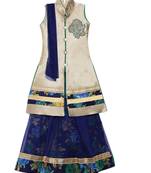 Blue printed net stitched lehenga